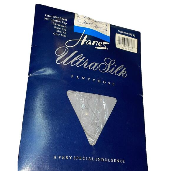Hanes Ultra Silk Gray Mist Control Top Pantyhose Sandalfoot AB Hosiery Stockings - Picture 2 of 8